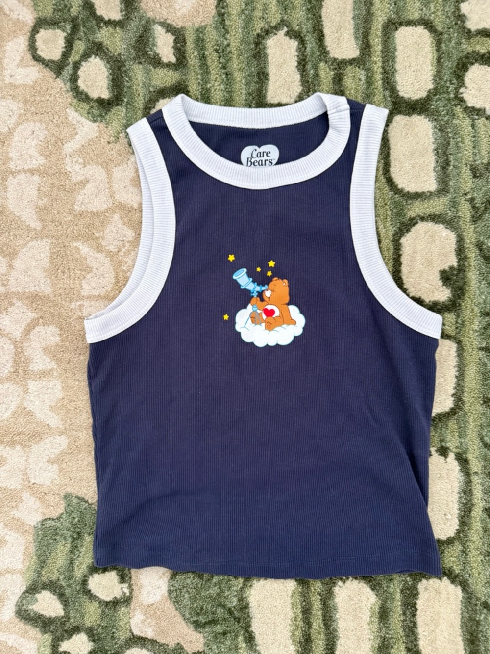 NWOT Care Bears Navy Blue Tank Top with White Trim